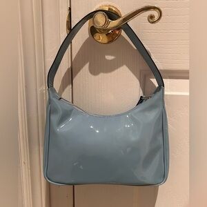 NWT L’INTERVALLE CITY Women Handbag, Patent Real Leather, Light Blue